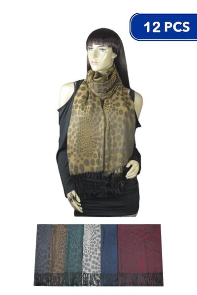 MULTI DOT FASHION COLORFUL TASSEL SCARF 12PC
