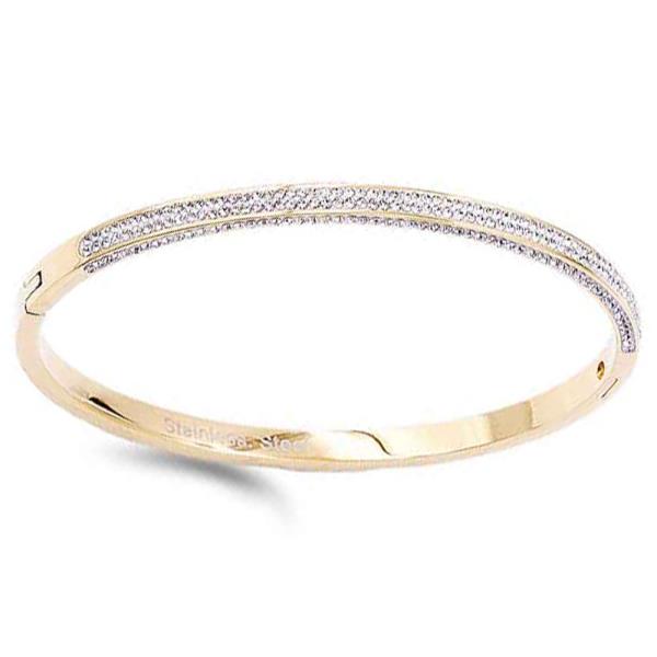 STAINLESS STEEL RHINESTONE METAL HINGE BRACELET