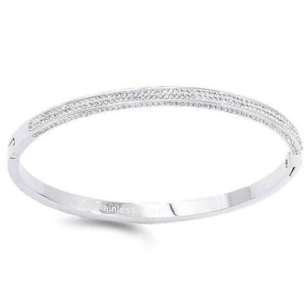 STAINLESS STEEL RHINESTONE METAL HINGE BRACELET