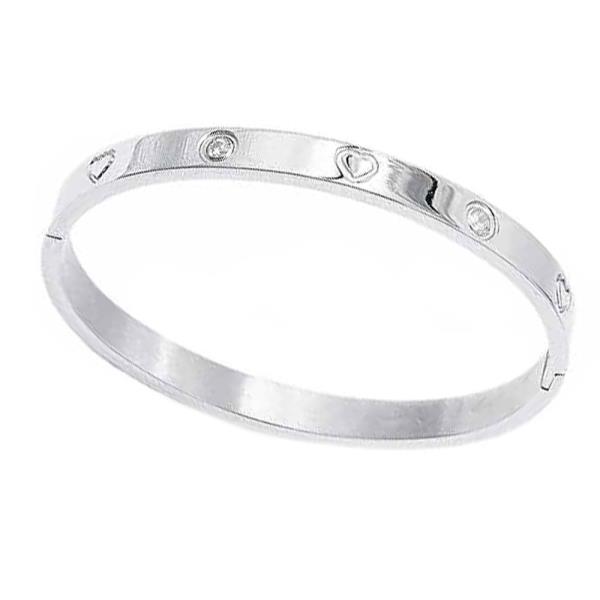 METAL HEART RHINESTONE HINGE BRACELET