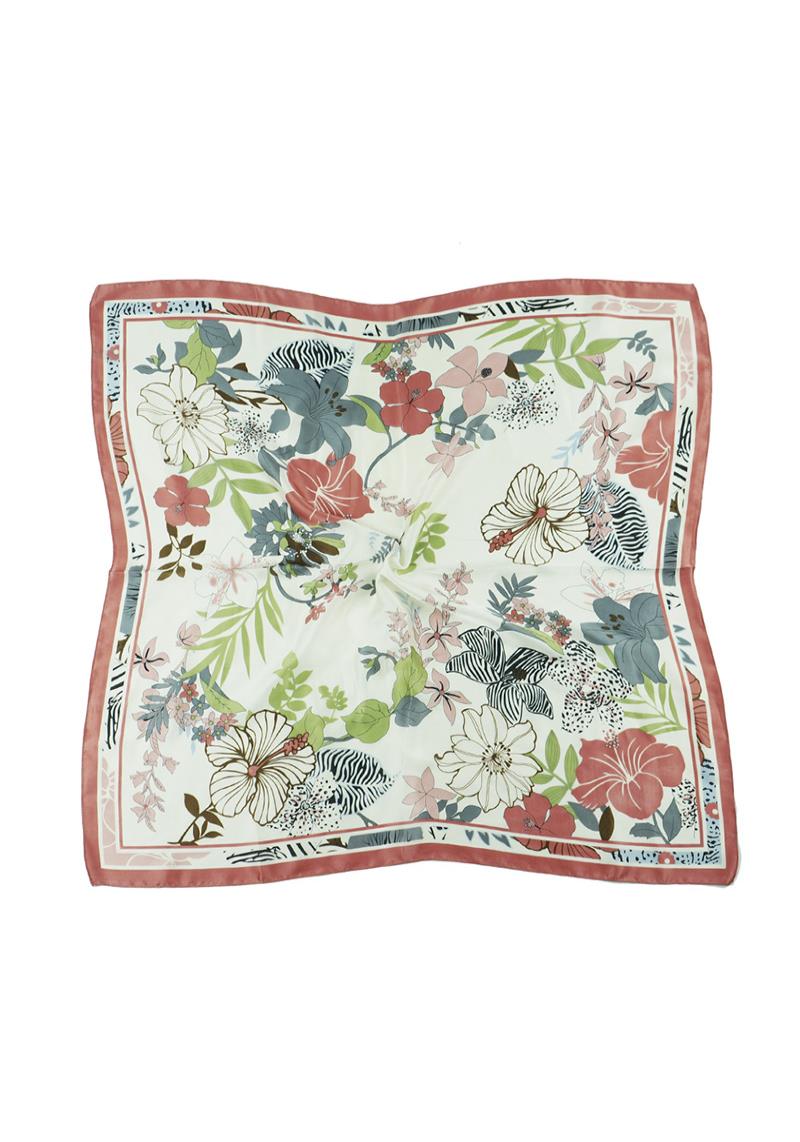FLOWER PRINT BANDANA NECK SCARF