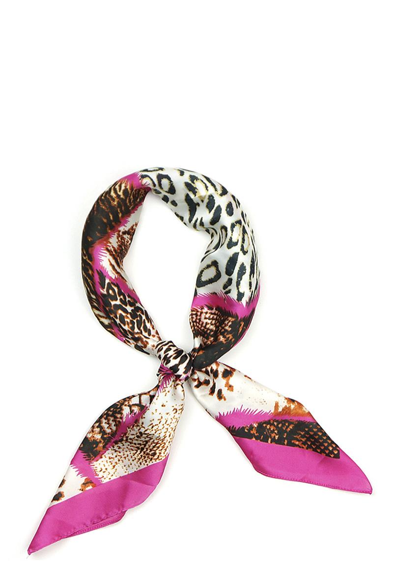 FASHION SILKY MIXED ANIMAL PRINT DESIGN BANDANA SCARF