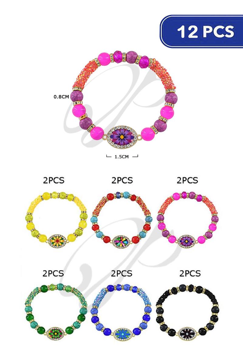 FASHION BALL FLOWER BEAD BRACELET (12 UNITS)