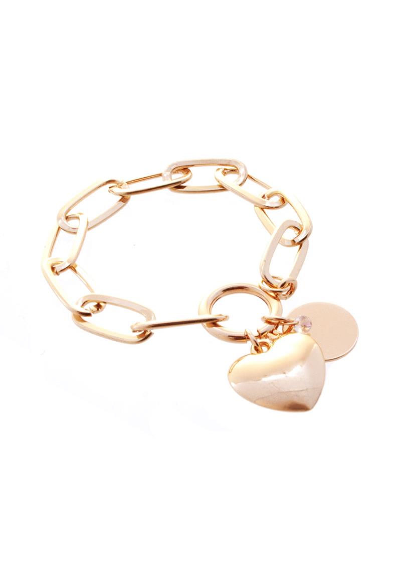 HEART CHARM METAL CHAIN BRACELET