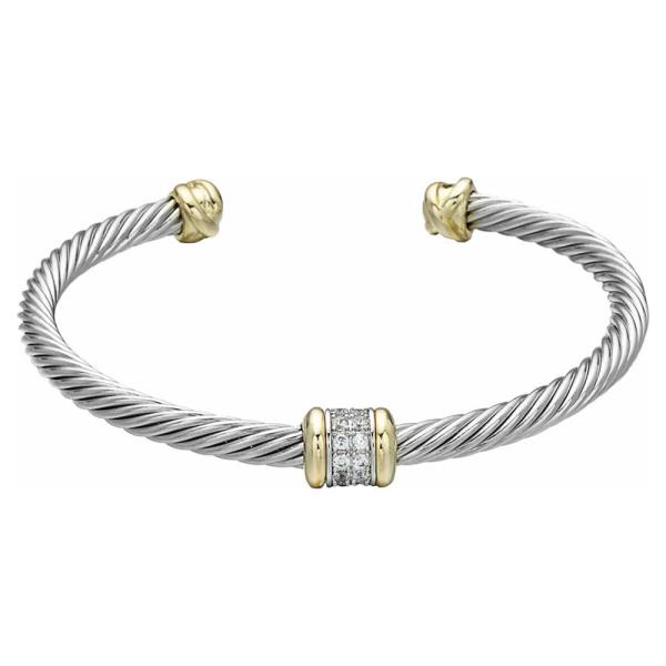 TWO TONE CZ BANGLE BRACELET