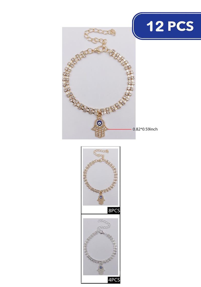 FASHION RHINESTONE HAMSA BRACELET (12 UNITS)