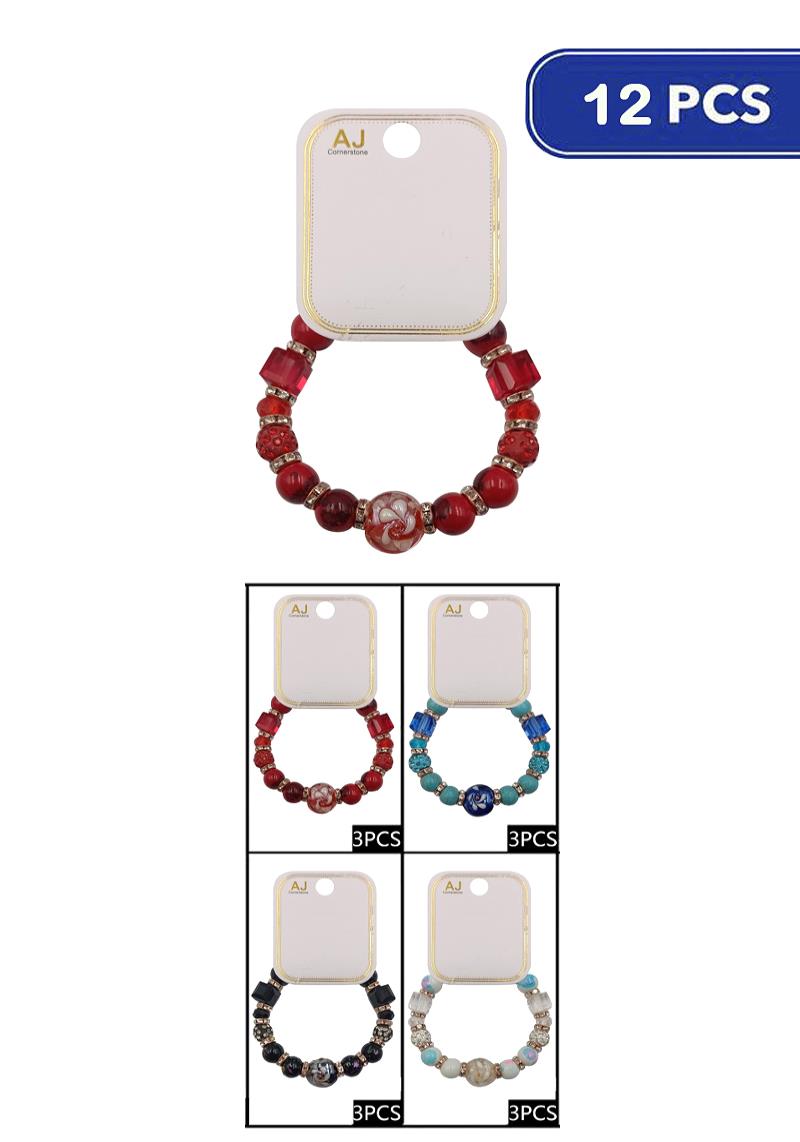 FASHION BEAD STRETCH BRACELET (12 UNITS)