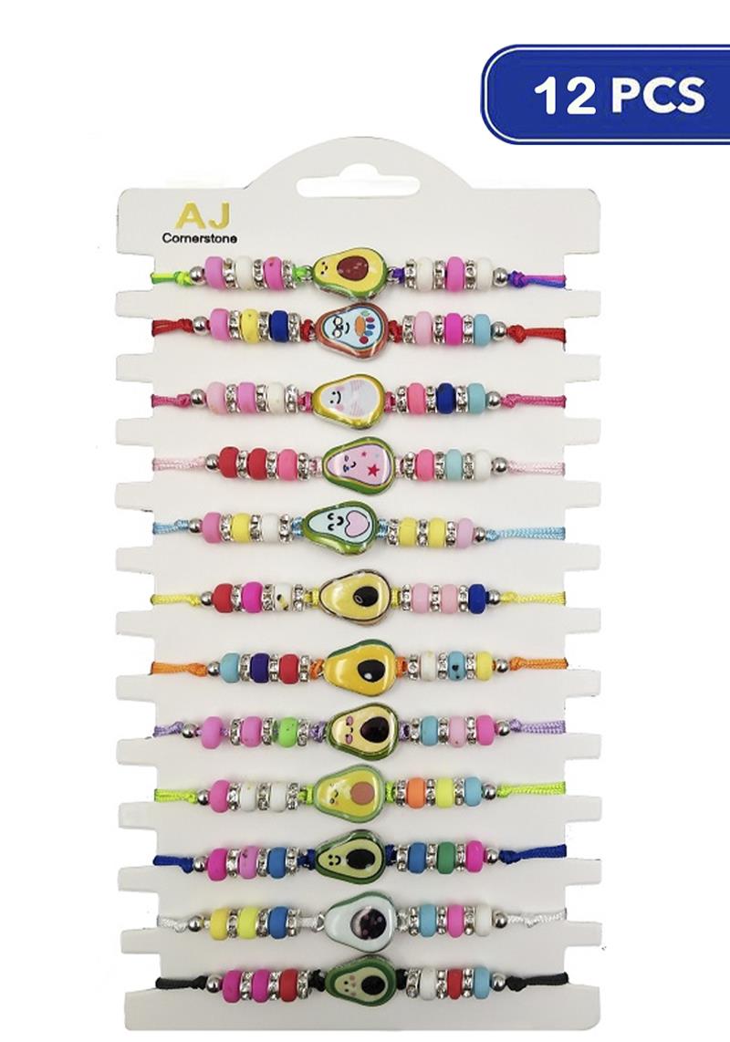 FASHION AVOCADO BEAD THREAD BRACELET (12 UNITS)