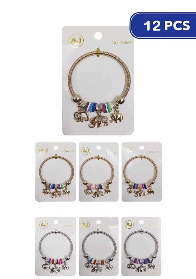 FASHION ELEPHANT CHARM BRACELET (12 UNITS)
