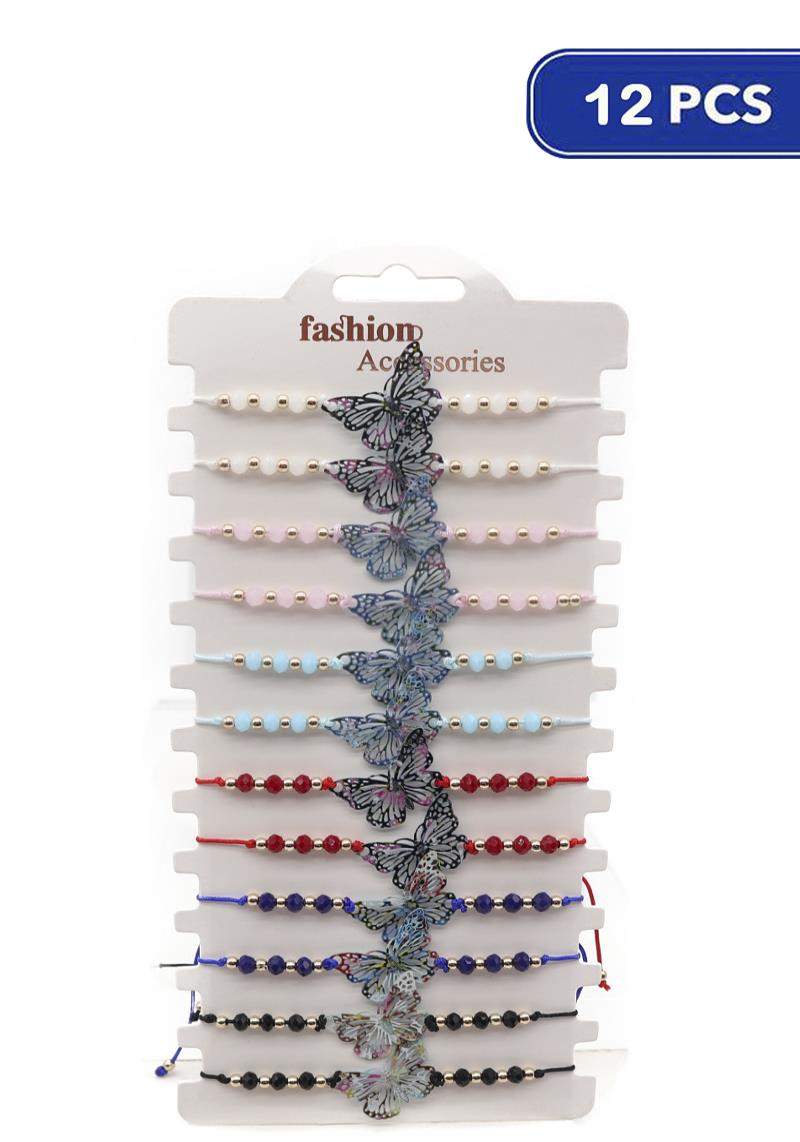 FASHION BUTTERFLY BEAD BRACELET (12 UNITS)