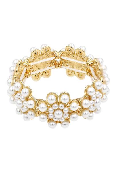 PEARL FLOWER WIDE STRETCH BRACELET