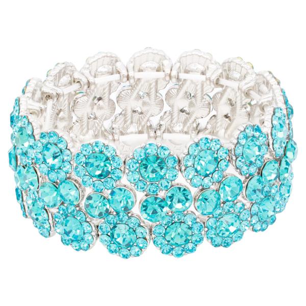 WIDE CRYSTAL STONE & RHINESTONE STRETCH BRACELET