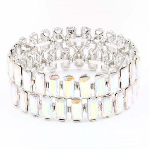 RECTANGLE RHINESTONE STRETCH BRACELET