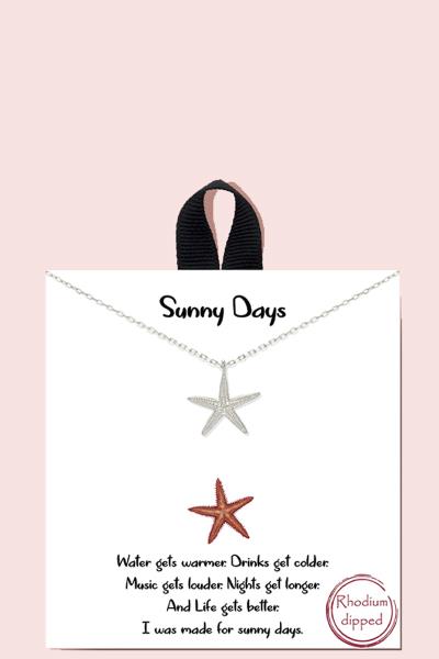 18K GOLD RHODIUM DIPPED SUNNY DAYS PENDANT NECKLACE