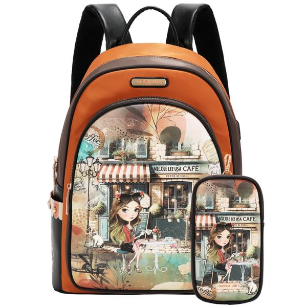 NICOLE LEE LAPTOP BACKPACK WITH USB CHARGING PORT