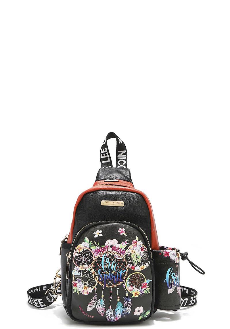 Nicole Lee STYLISH PRINTED ROUND DESIGN BACKPACK
