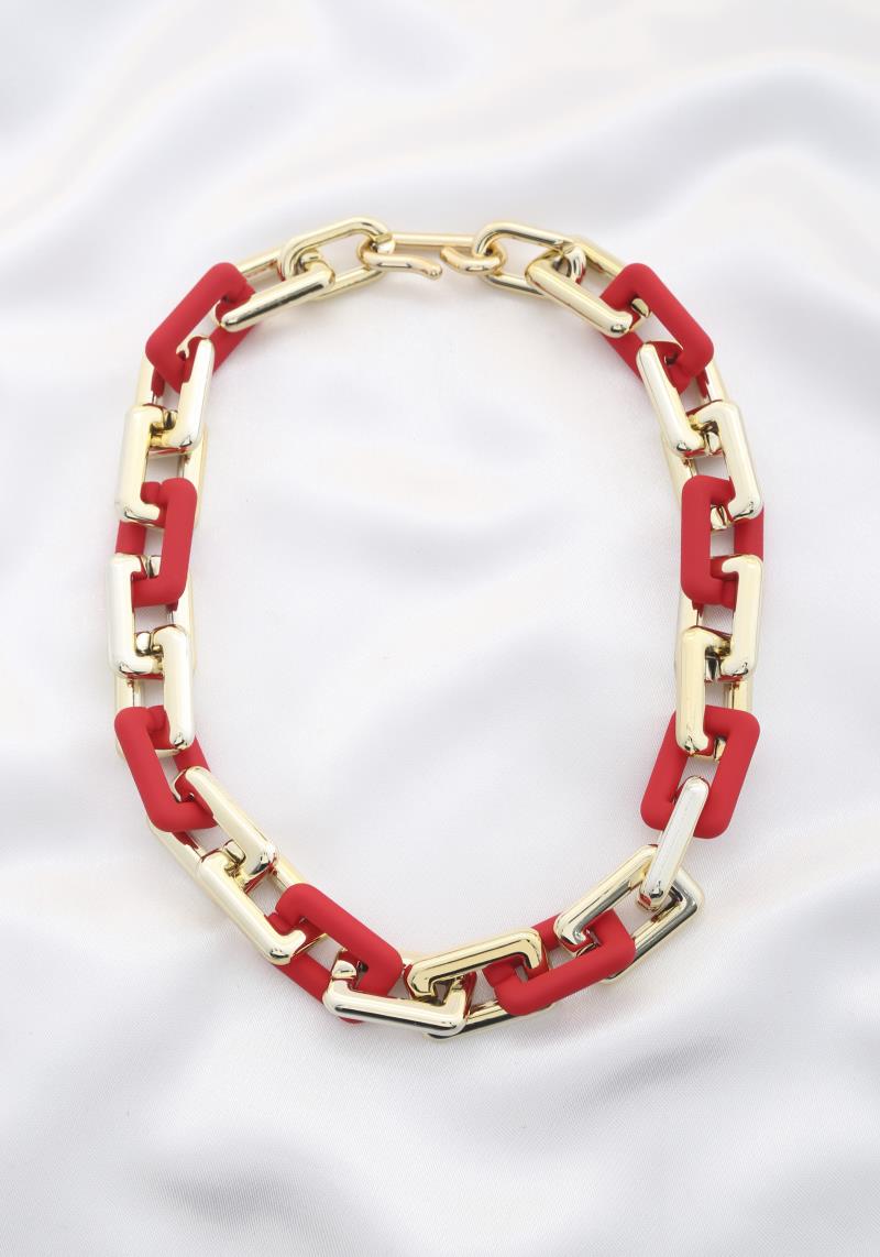 COLOR CCB RECTANGLE LINK NECKLACE