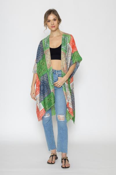 MULTI BANDANA PRINT KIMONO