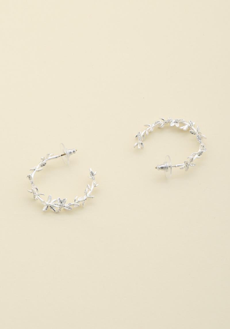 FLOWER EDGE OPEN HOOP EARRING