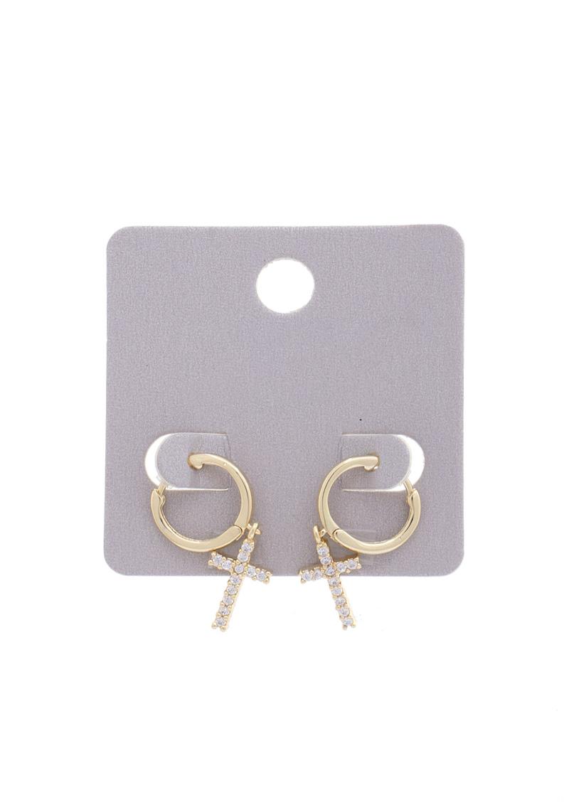 DAINTY CROSS HUGGIE EARRING