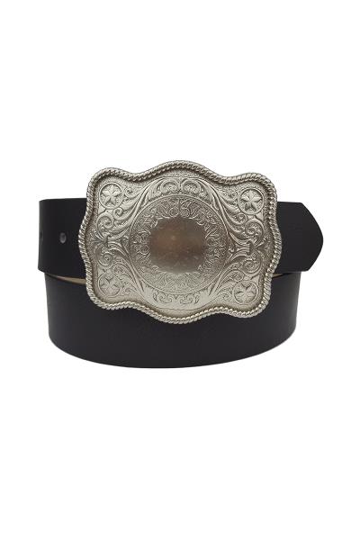 WESTERN STYLE SILVER BUCKLE BELT