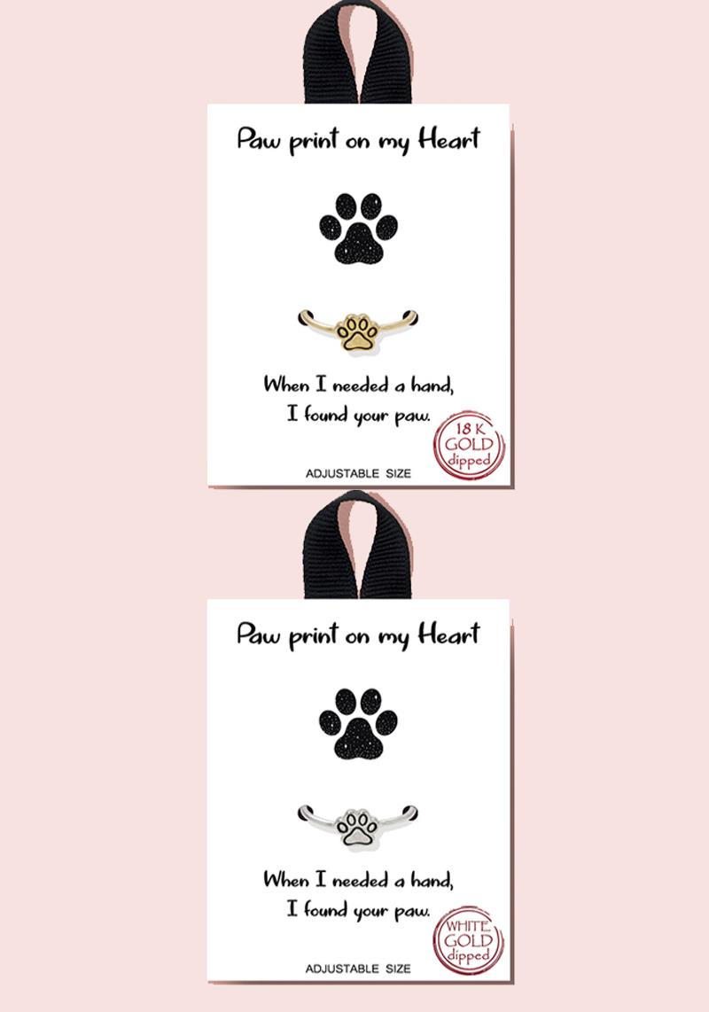 PAW PRINT ON MY HEART RING 18K GOLD RHODIUM DIPPED