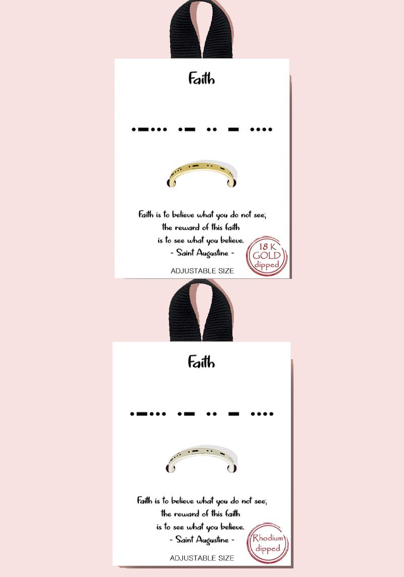 18K GOLD RHODIUM DIPPED FAITH ADJUSTABLE SIZE RING