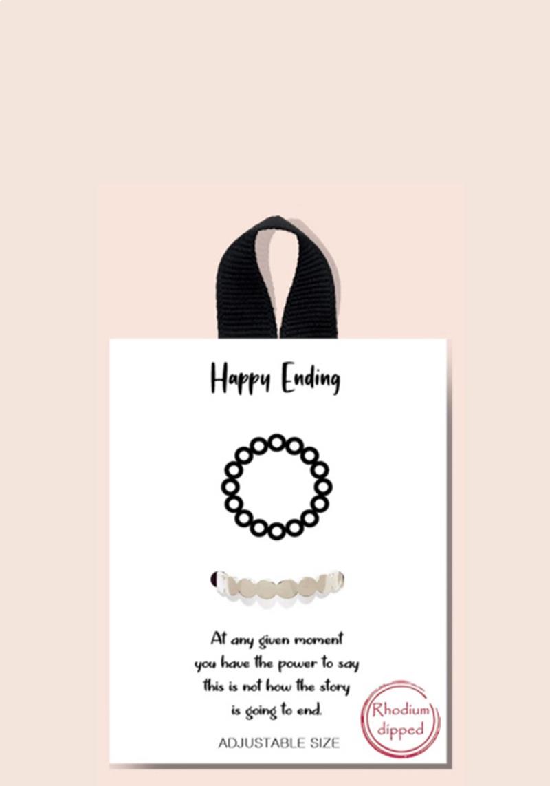 HAPPY ENDING METAL MESSAGE ADJUSTABLE SIZE RING