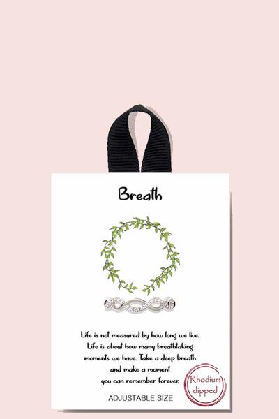 BLB BREATH TWIST METAL STONE MESSAGE ADJUSTABLE SIZE RING