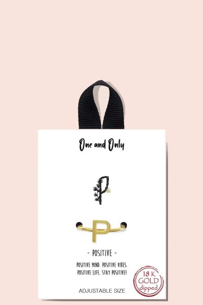 18K GOLD RHODIUM INITIAL RING