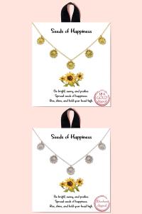 BLB SEEDS OF HAPPINESS 5 SUNFLOWER PENDANTS NECKLACE