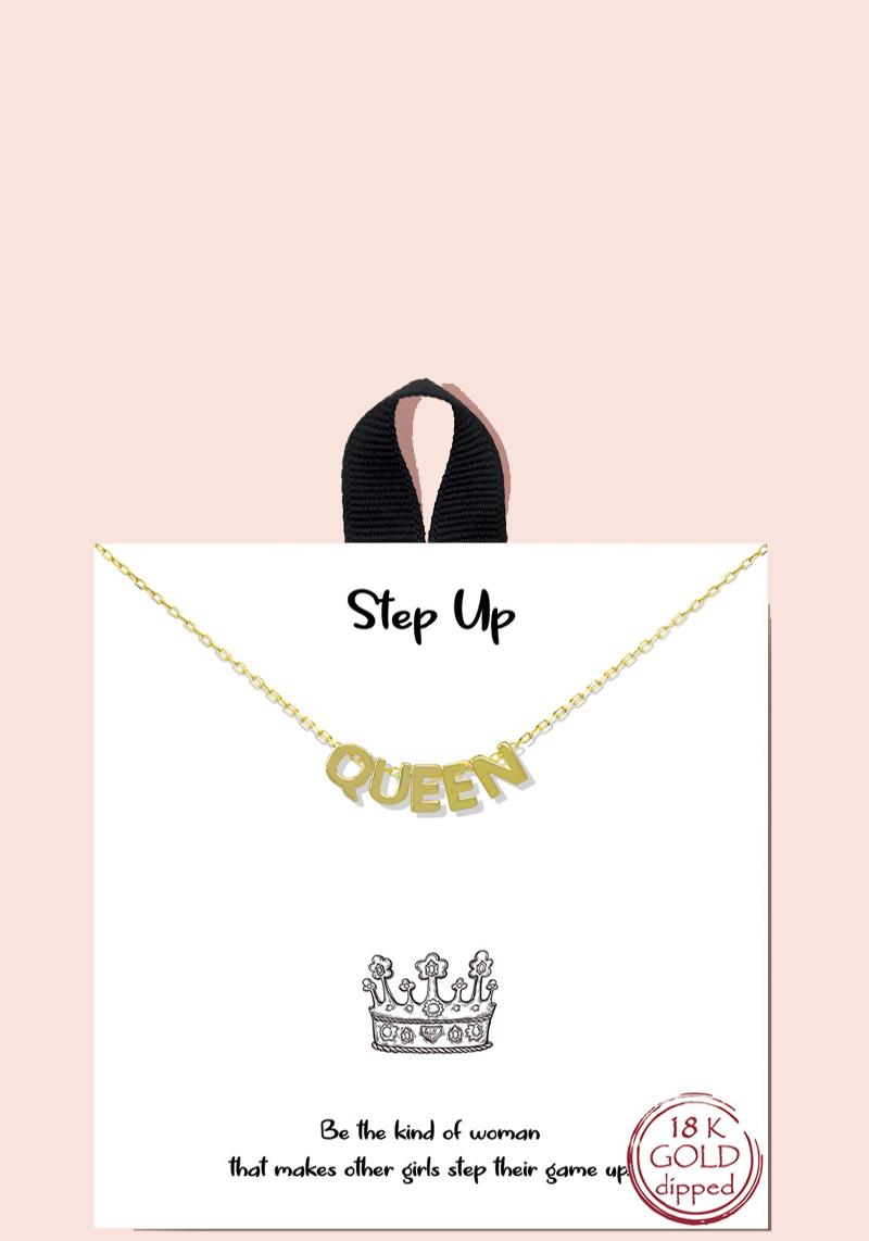 18K GOLD RHODIUM DIPPED STRONG WOMAN QUEEN NECKLACE