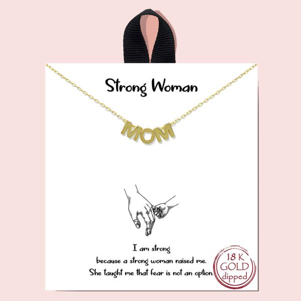 18K GOLD RHODIUM DIPPED STRONG WOMAN MOM NECKLACE