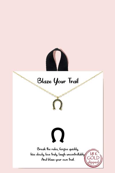 BLB BLAZE YOUR TRAIL HORSESHOE MESSAGE NECKLACE