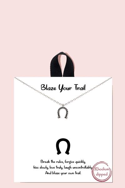 BLB BLAZE YOUR TRAIL HORSESHOE MESSAGE NECKLACE