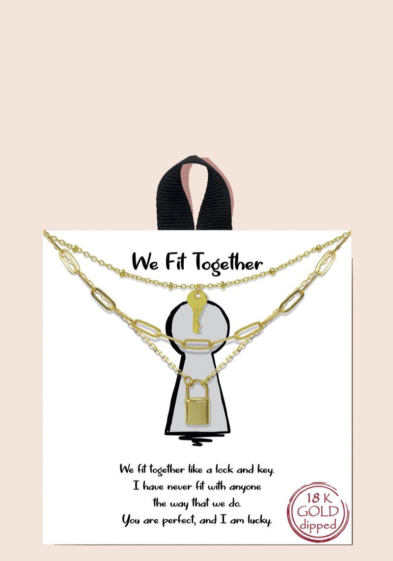 BLB WE FIT TOGETHER LAYERED LOCK AND KEY PENDANT NECKLACE