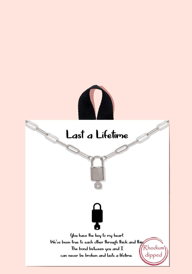 BLB LAST A LIFETIME KEY LOCK MESSAGE NECKLACE