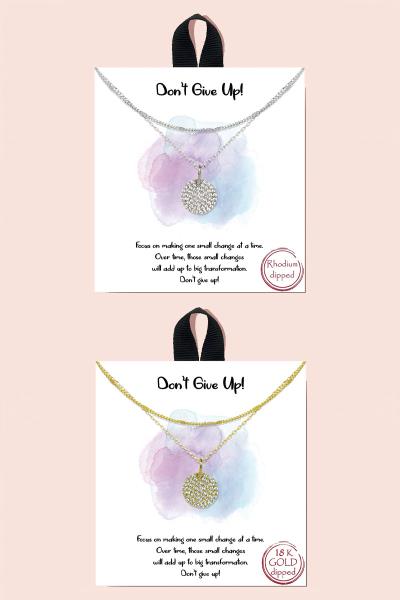 BLB DONT GIVE UP LAYERED ROUND PENDANT NECKLACE