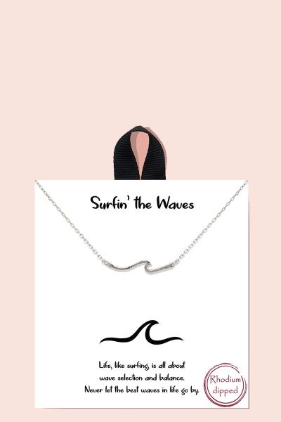 18K GOLD RHODIUM SURFIN THE WAVES NECKLACE