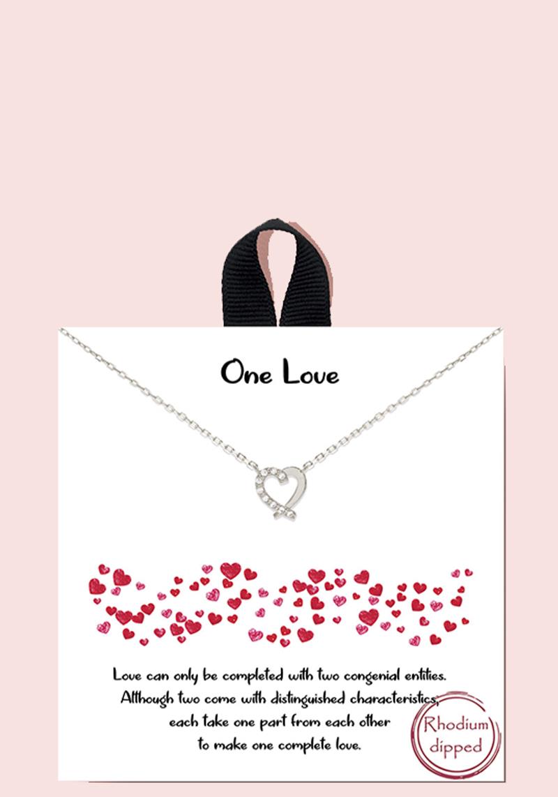 18K GOLD RHODIUM DIPPED ONE LOVE PENDANT NECKLACE