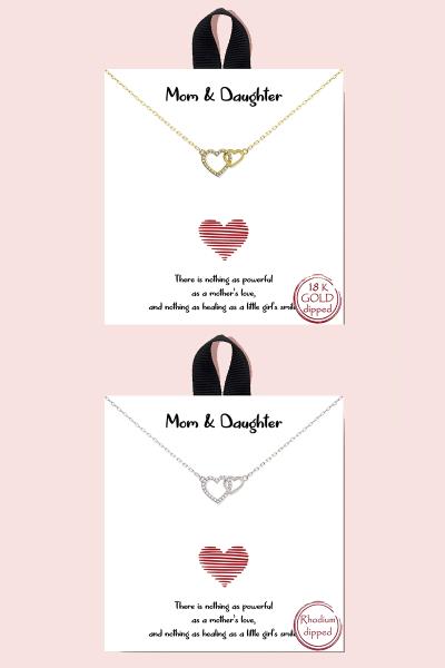 MOM & DAUGHTER HEART PENDANT DAINTY NECKLACE