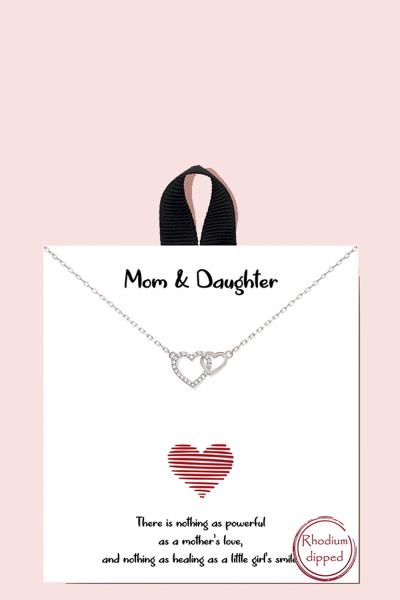 MOM & DAUGHTER HEART PENDANT DAINTY NECKLACE