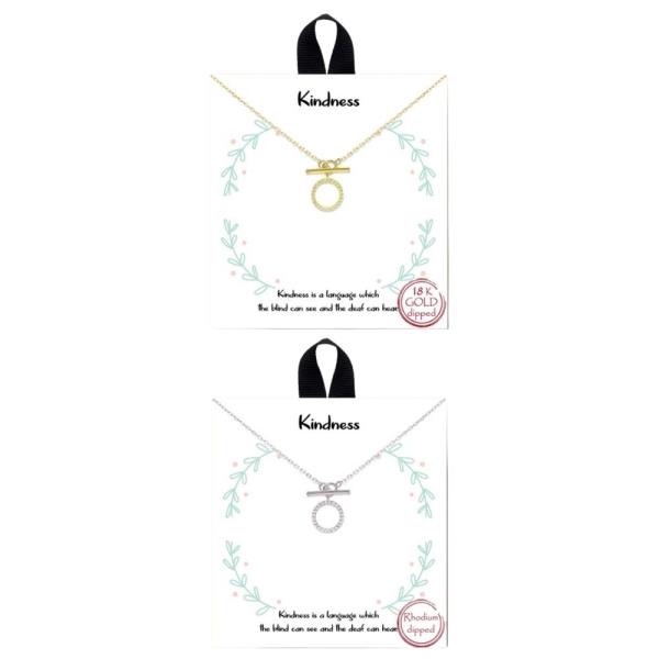 BLB KINDNESS ROUND RHINESTONE DAINTY METAL NECKLACE