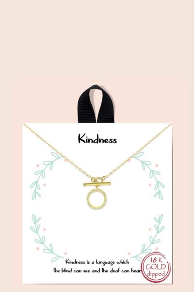 BLB KINDNESS ROUND RHINESTONE DAINTY METAL NECKLACE