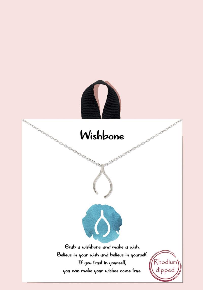 18K GOLD RHODIUM DIPPED WISHBONE NECKLACE