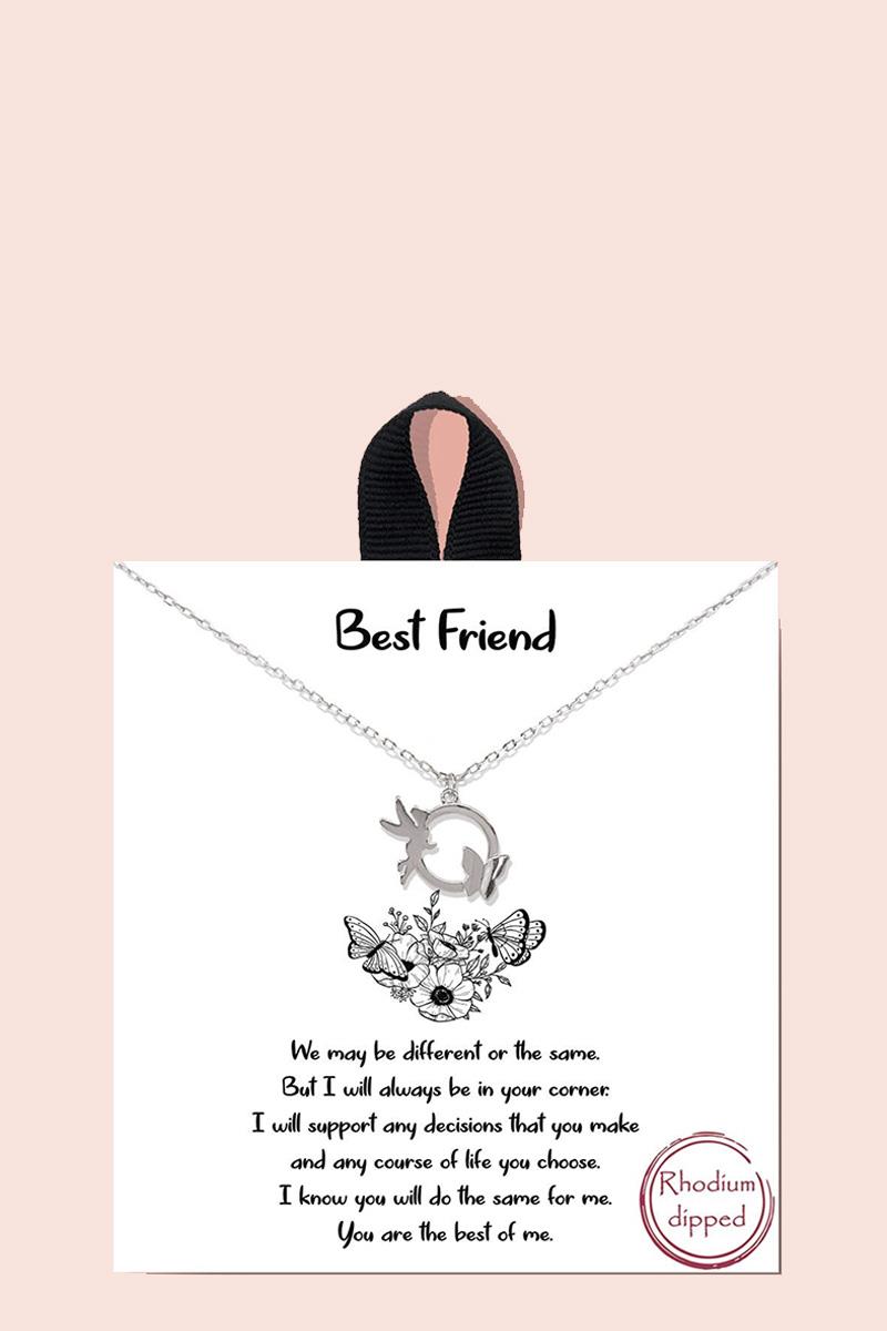 18K GOLD RHODIUM BEST FRIEND PENDANT NECKLACE
