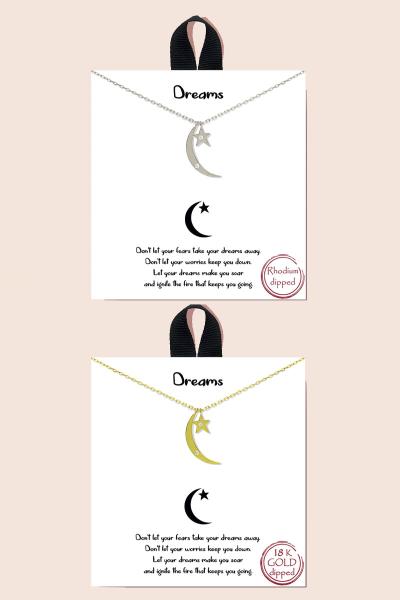 BLB DREAMS MOON AND STAR PENDANT NECKLACE