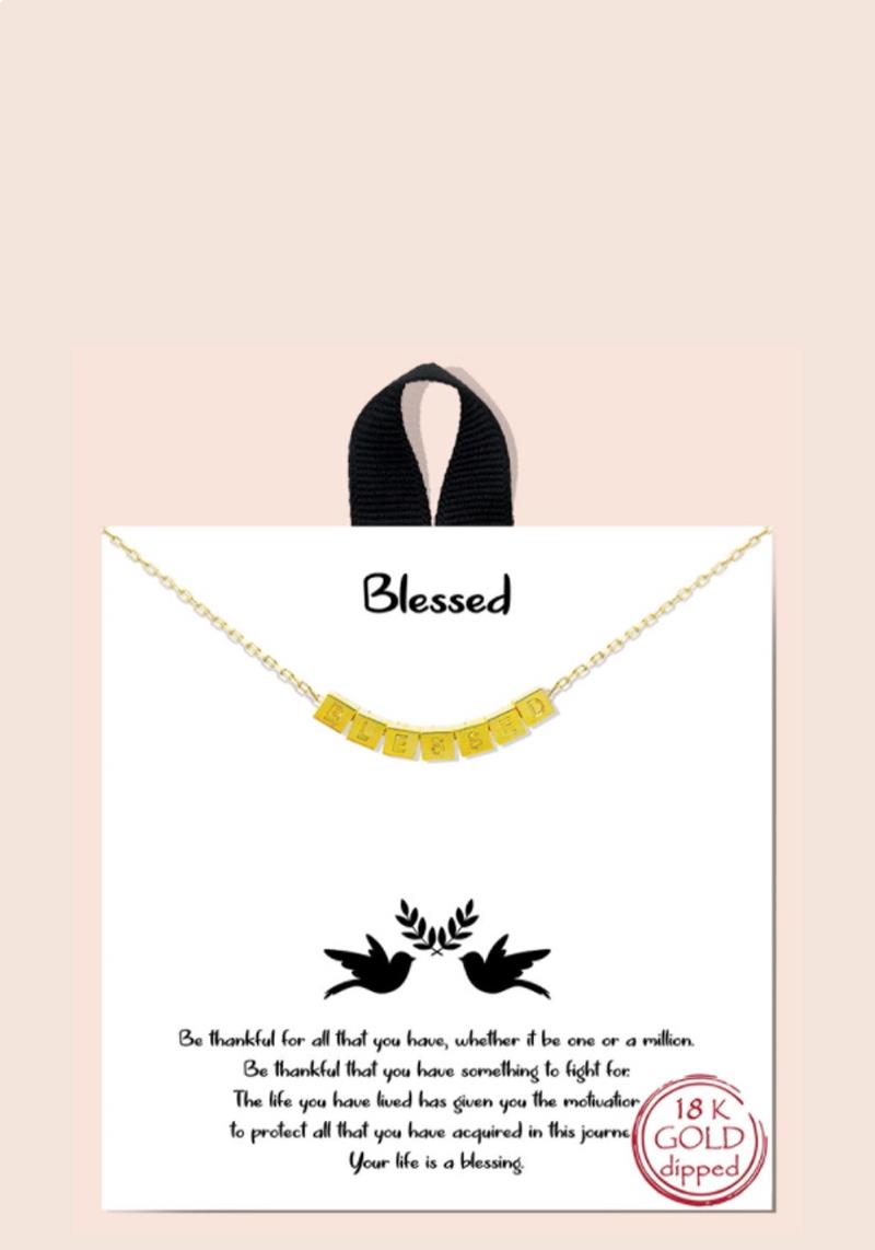 BLB BLESSED CUBE METAL MESSAGE NECKLACE