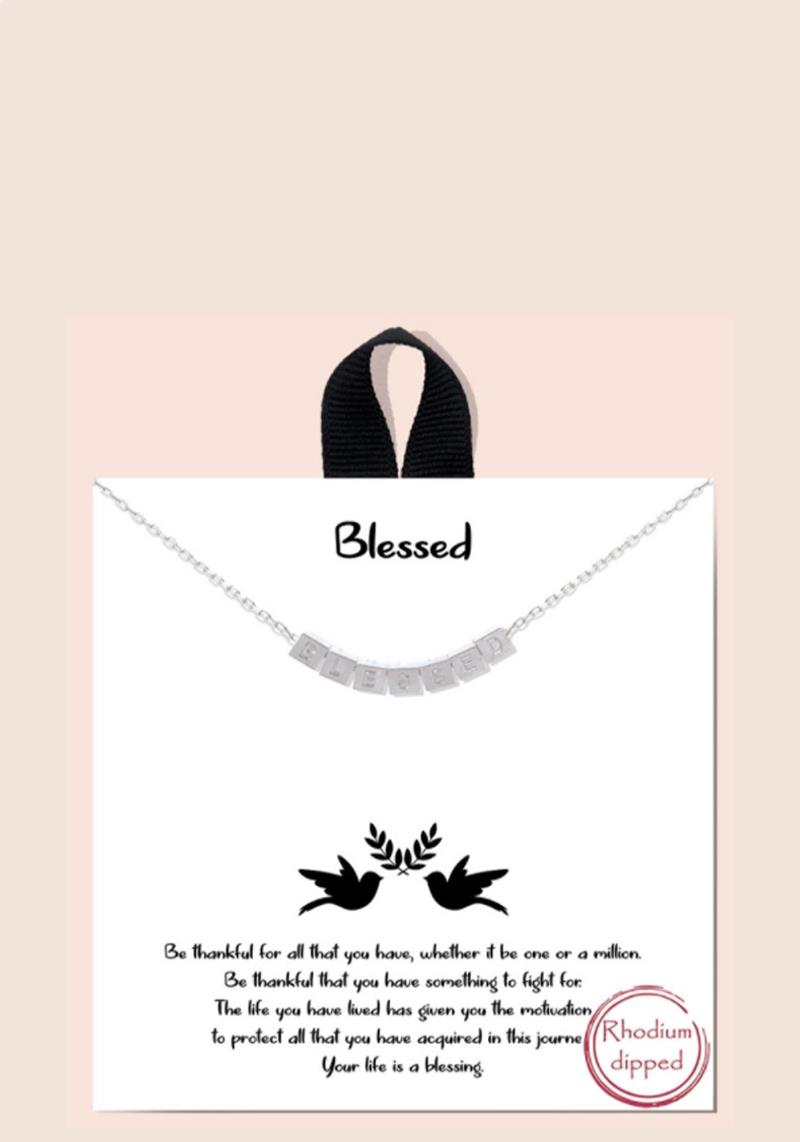 BLB BLESSED CUBE METAL MESSAGE NECKLACE