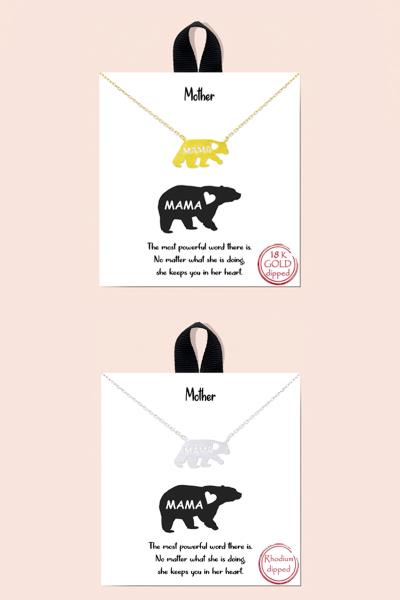 BLB MOTHER BEAR PENDANT MESSAGE NECKLACE